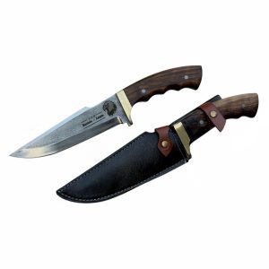 چاقو شکاری پنجه دار تیغه فولاد فنر دسته گردویی ۳۰سانتی
