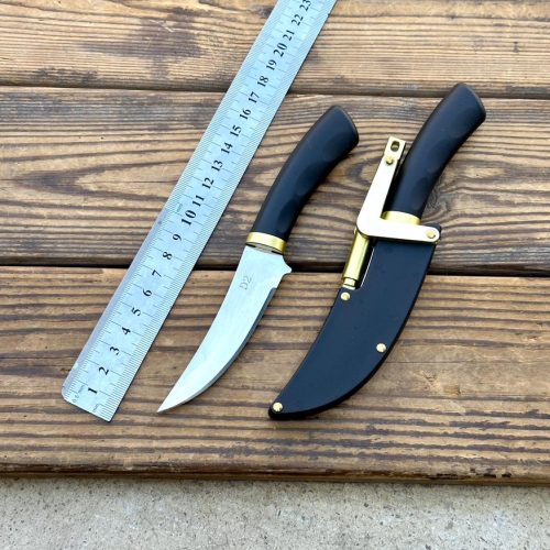 چاقو شکاری غلاف دار D2 طلایی